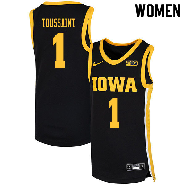 2020 Women #1 Joe Toussaint Iowa Hawkeyes College Basketball Jerseys Sale-Black